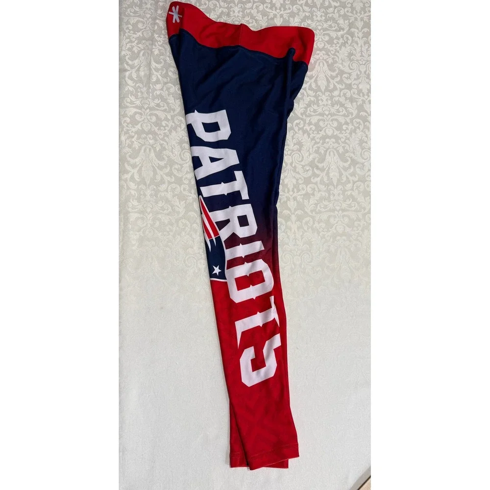 NFL Team Apparel New England Patriots Leggings Navy Red Women's Sporty Blokecore - Picture 5 of 11